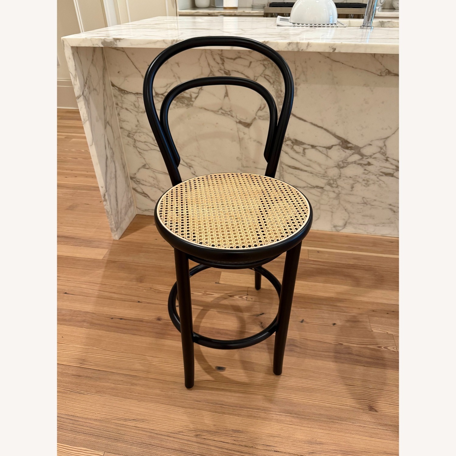 French Black & Cane Counter Stools (Set of Three) - image-2
