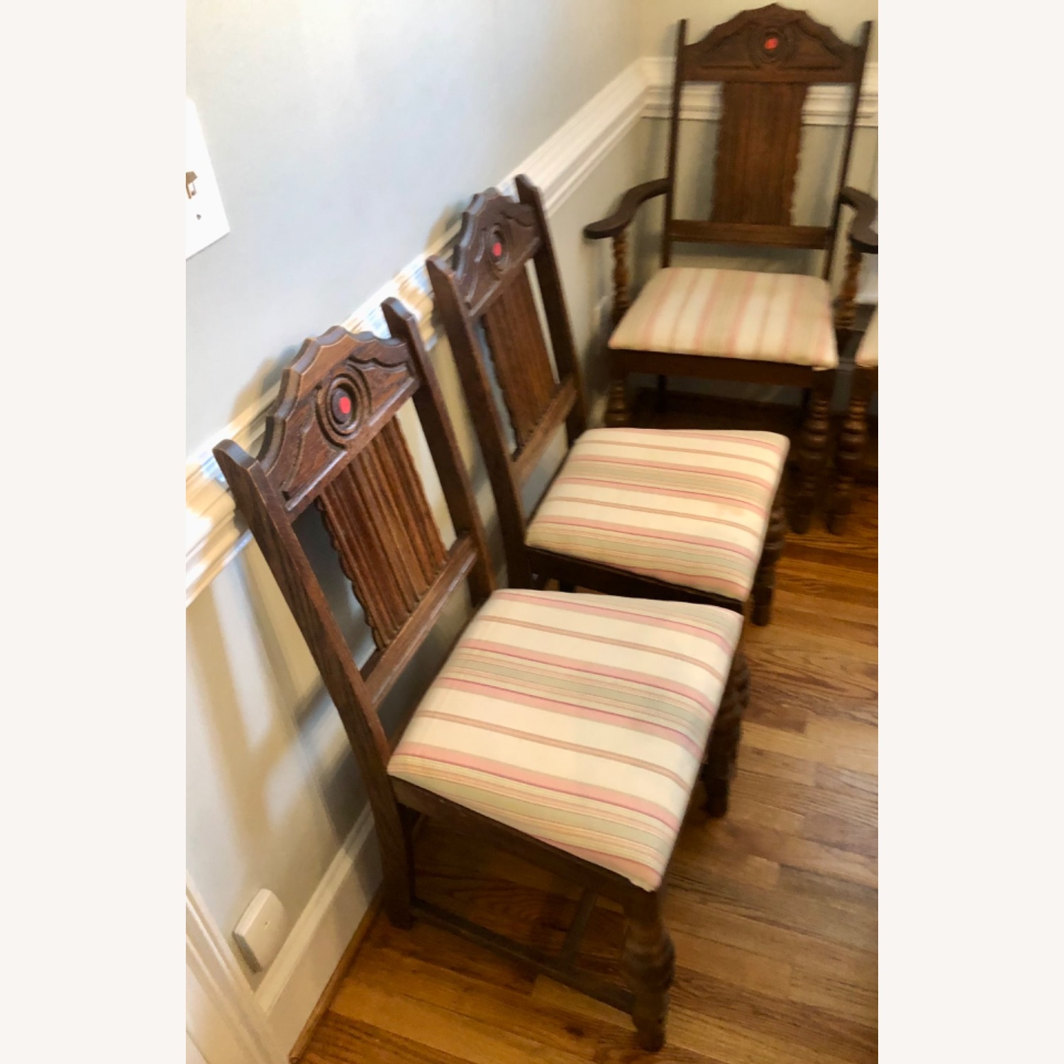 Antique Extendable Dining Table 6 Chairs  - image-6