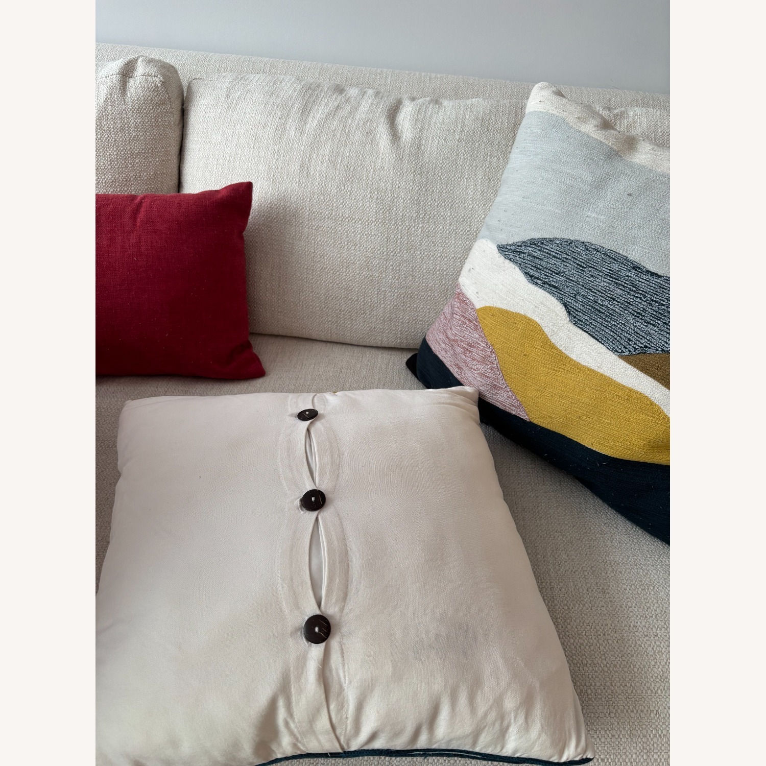 West Elm Crewel Geometric Pillows A Set of Two - image-2