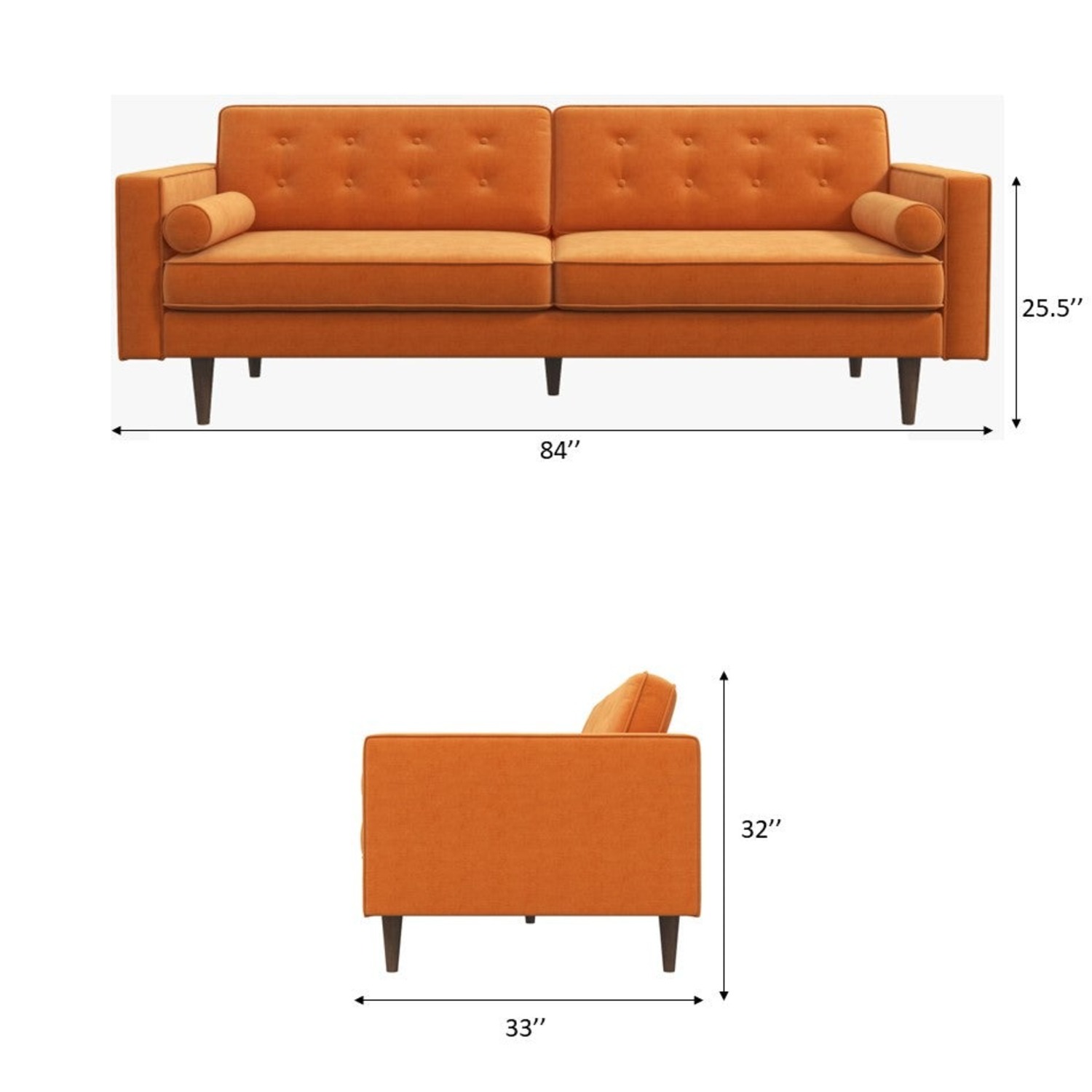 Midinmod Kirby Sofa (Burnt Orange Velvet) - image-1