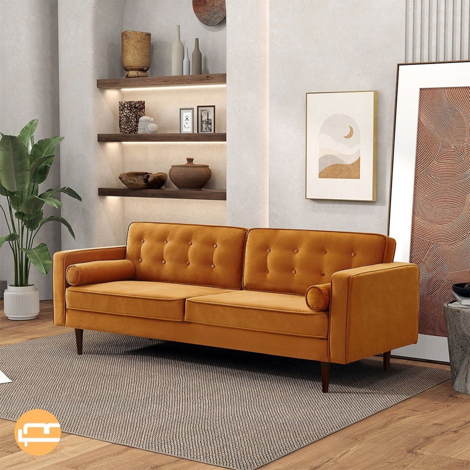 Midinmod Kirby Sofa (Burnt Orange Velvet) - image-5