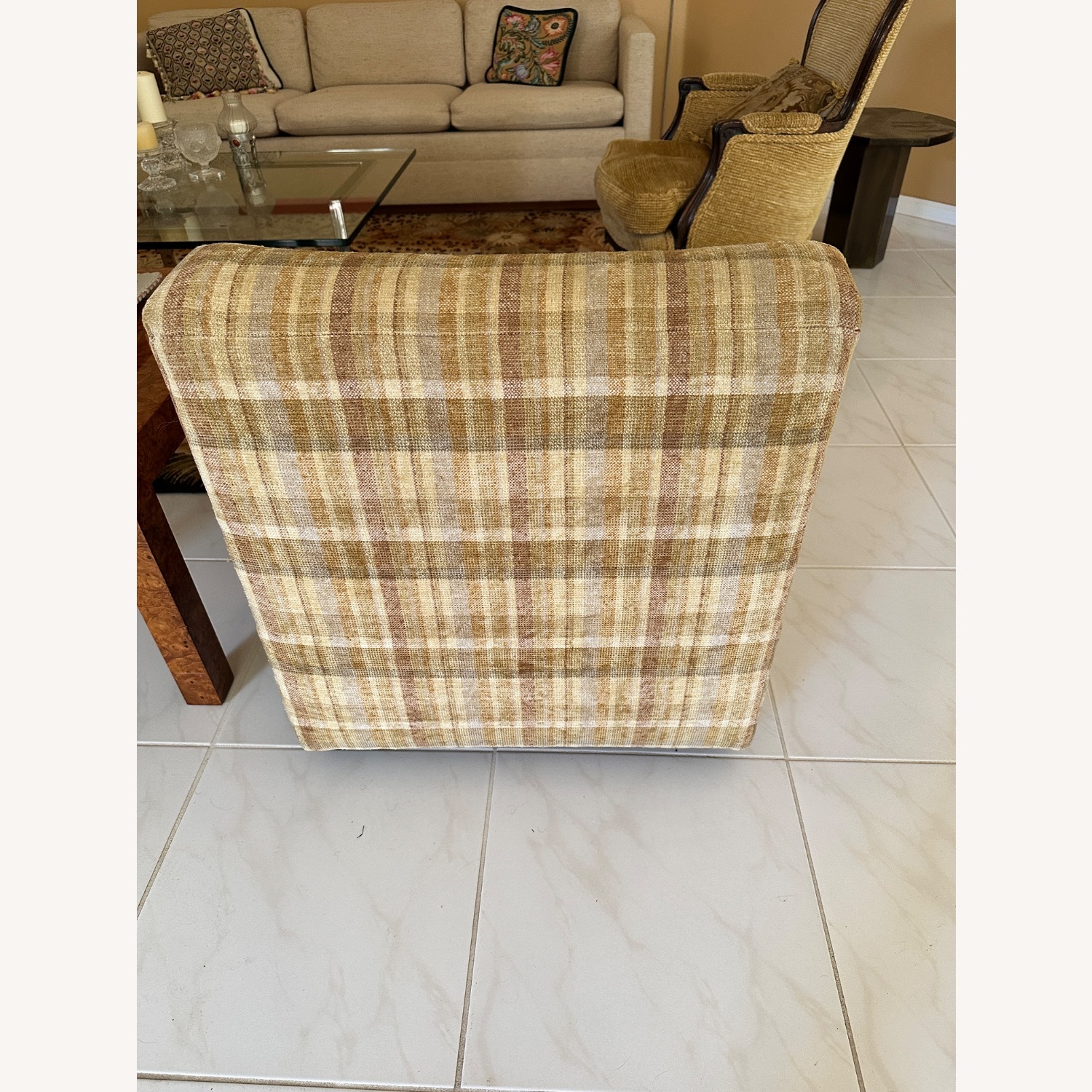 Plaid Fabric Lounge Chair - image-2