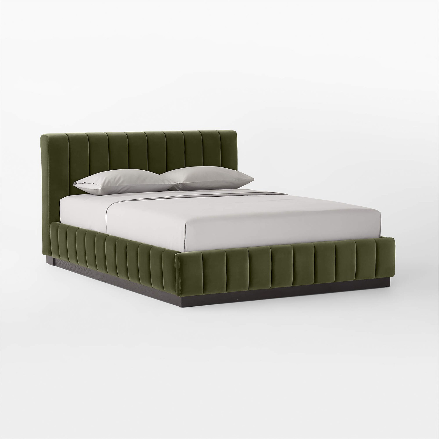 CB2 Forte Channeled Green Velvet Bed (Queen) - image-3