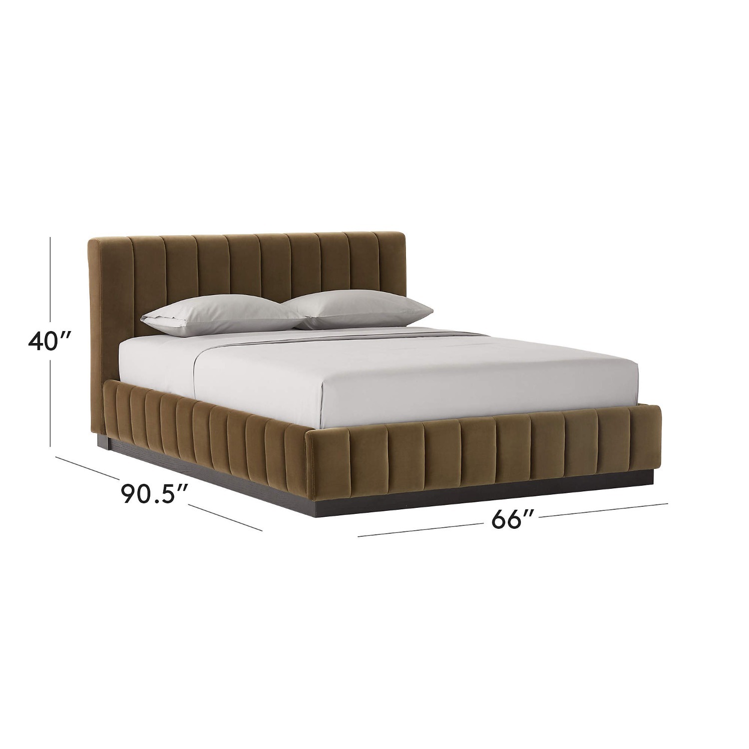 CB2 Forte Channeled Green Velvet Bed (Queen) - image-5