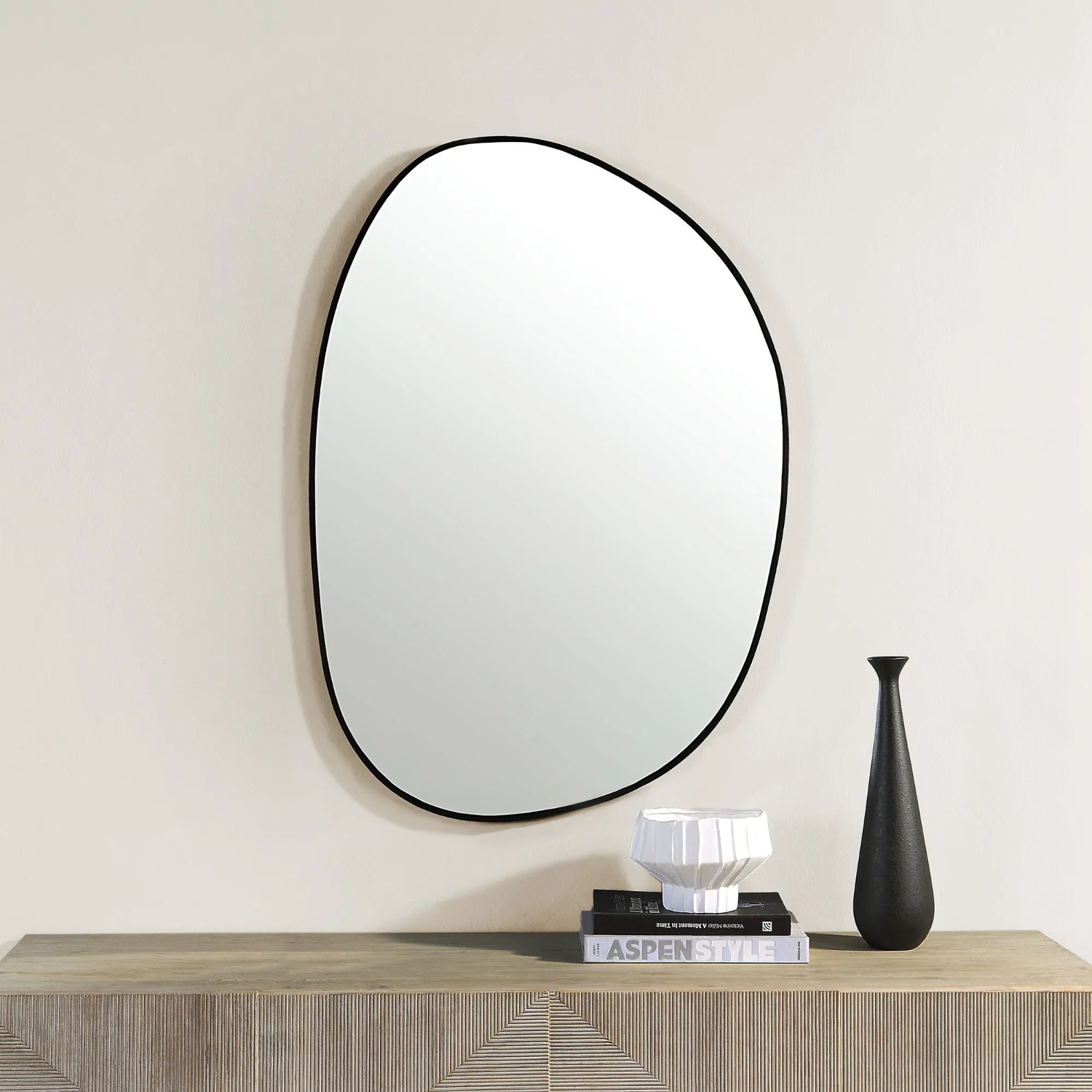 Bozeman Oval Mirror In Iron Matte Black - image-1