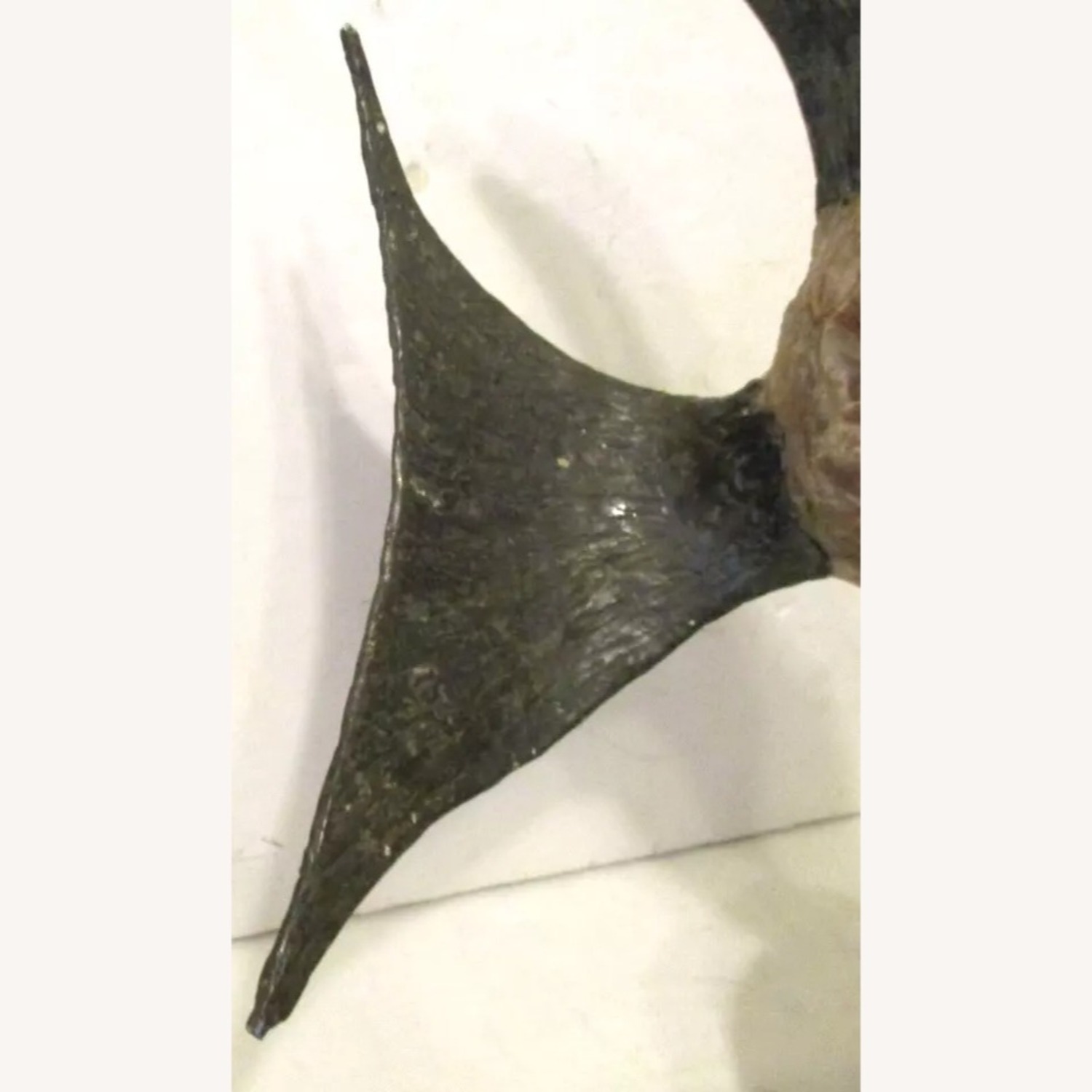 Brutalist Rose Quartz and Bronze Fish Sculpture - image-11