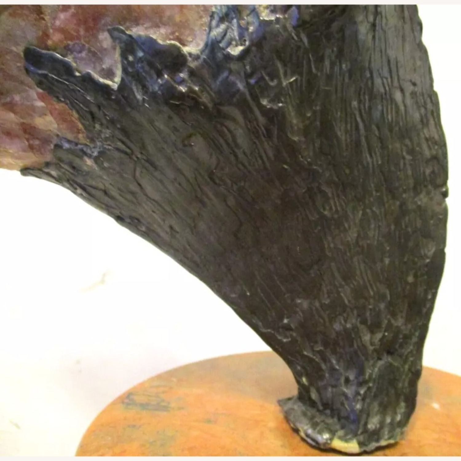 Brutalist Rose Quartz and Bronze Fish Sculpture - image-9