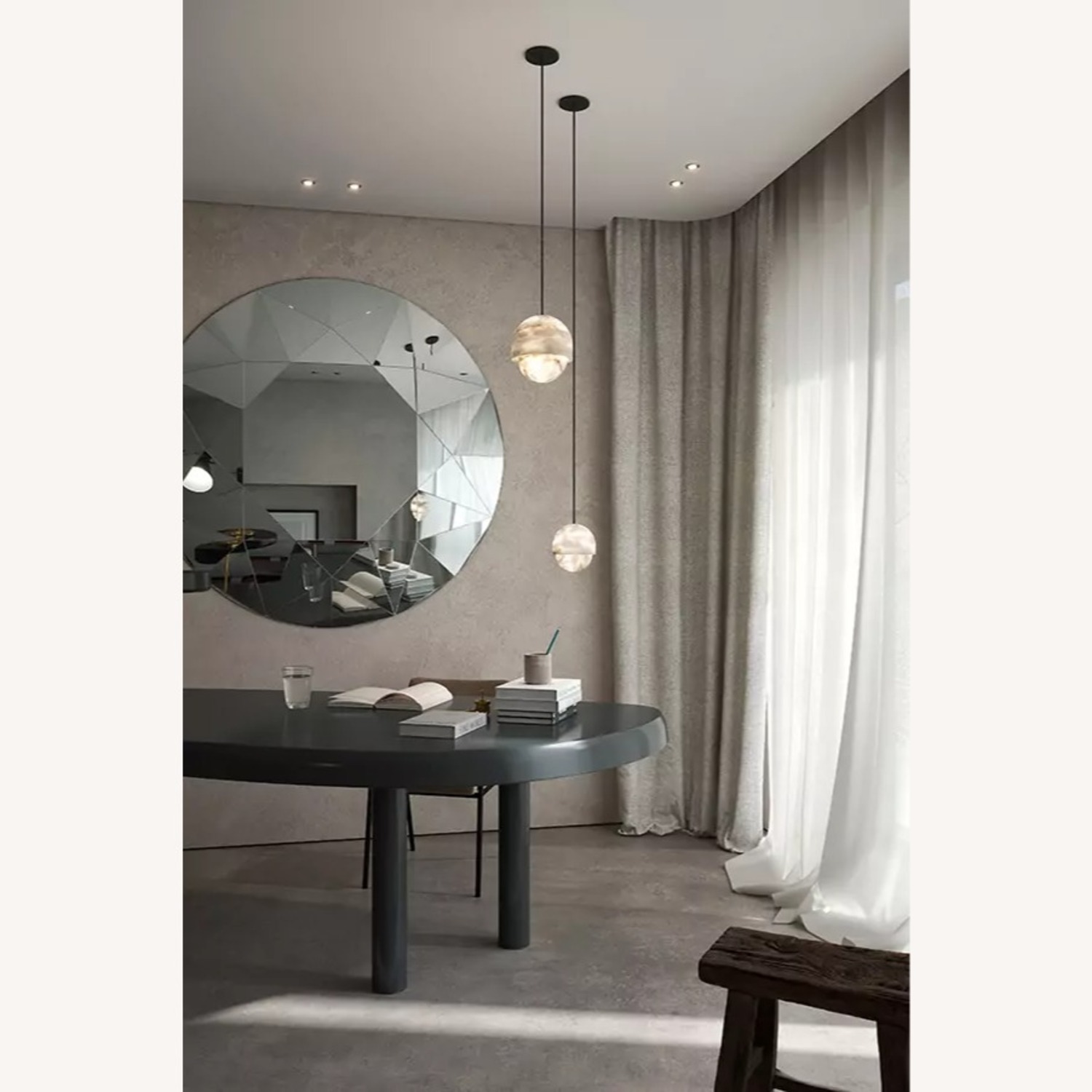 Alain Ellouz Alabaster Yoko Pendant Lights Large - image-6
