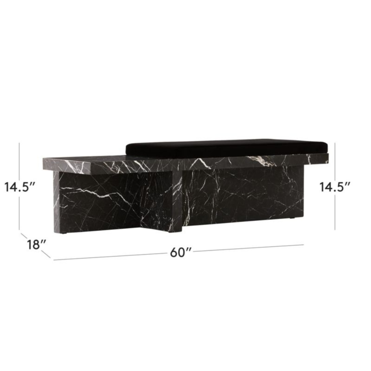CB2 Pierre 60" Marble & Velvet Bench - image-2