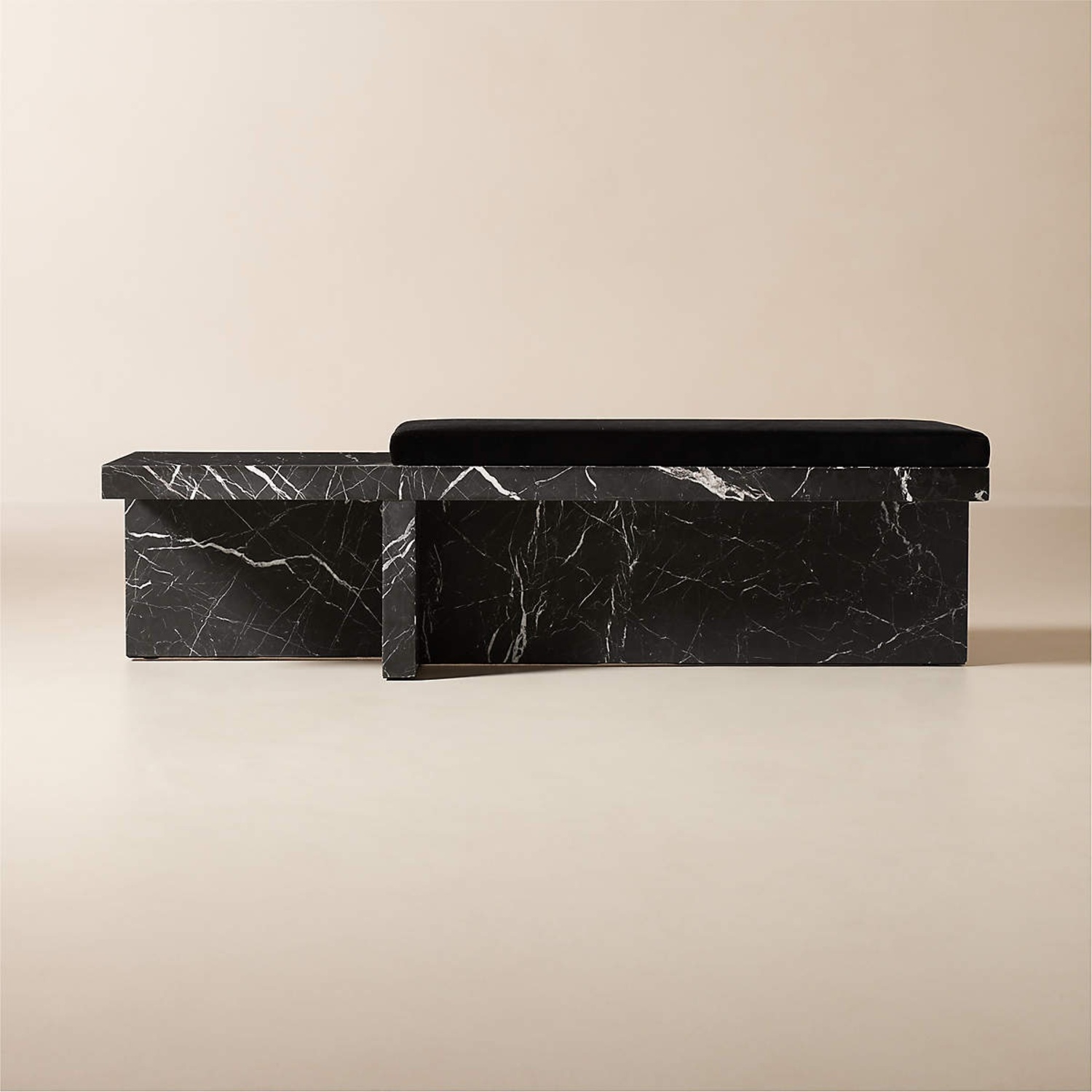 CB2 Pierre 60" Marble & Velvet Bench - image-4