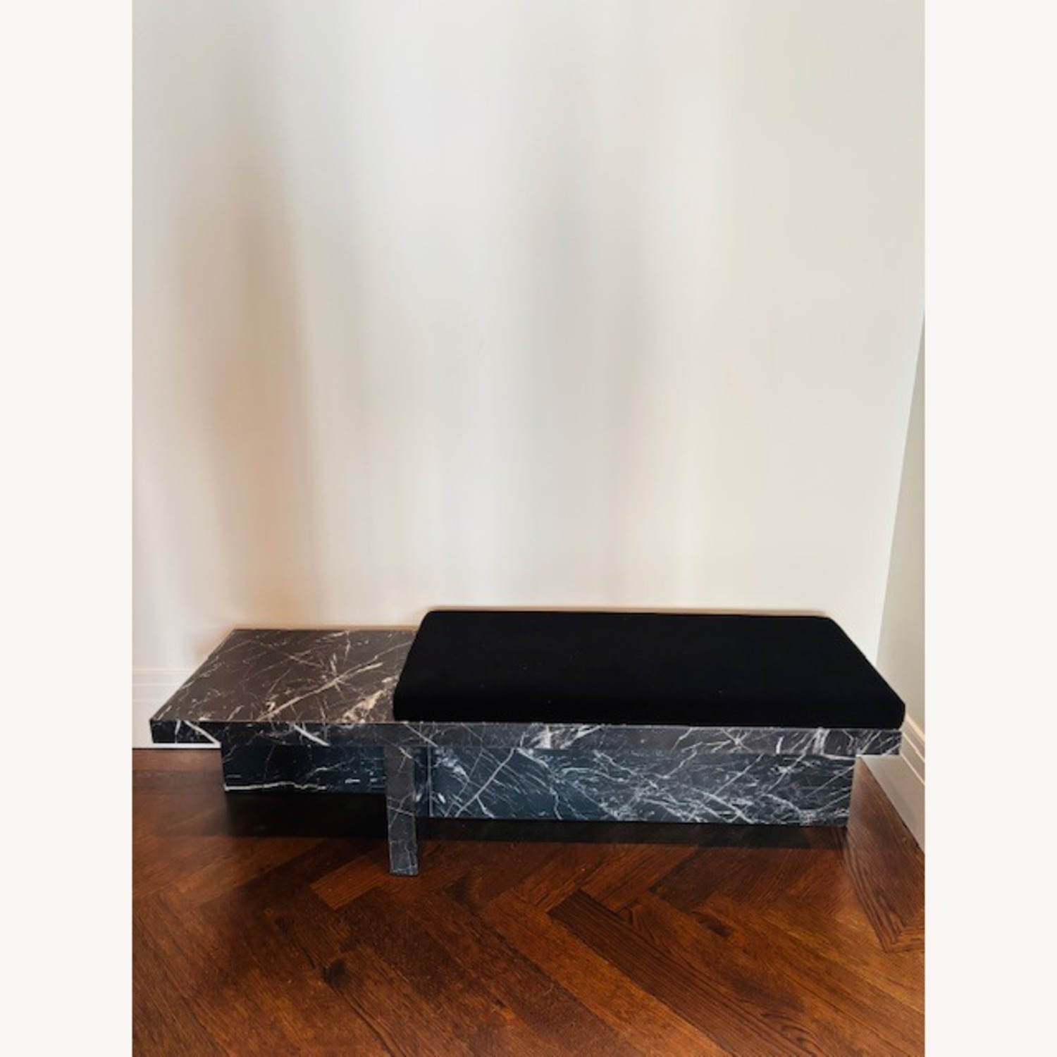 CB2 Pierre 60" Marble & Velvet Bench - image-1