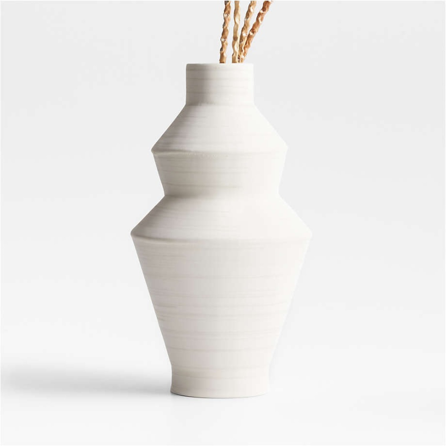 Crate & Barrel Angle Cream Ceramic Vase (11.5") - image-3