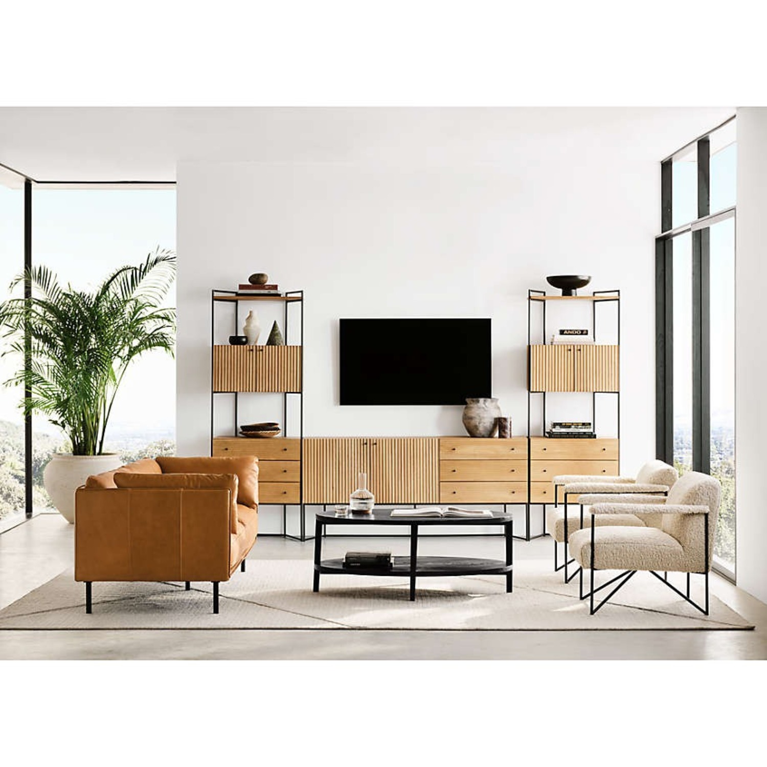 Crate & Barrel Angle Cream Ceramic Vase (11.5") - image-11