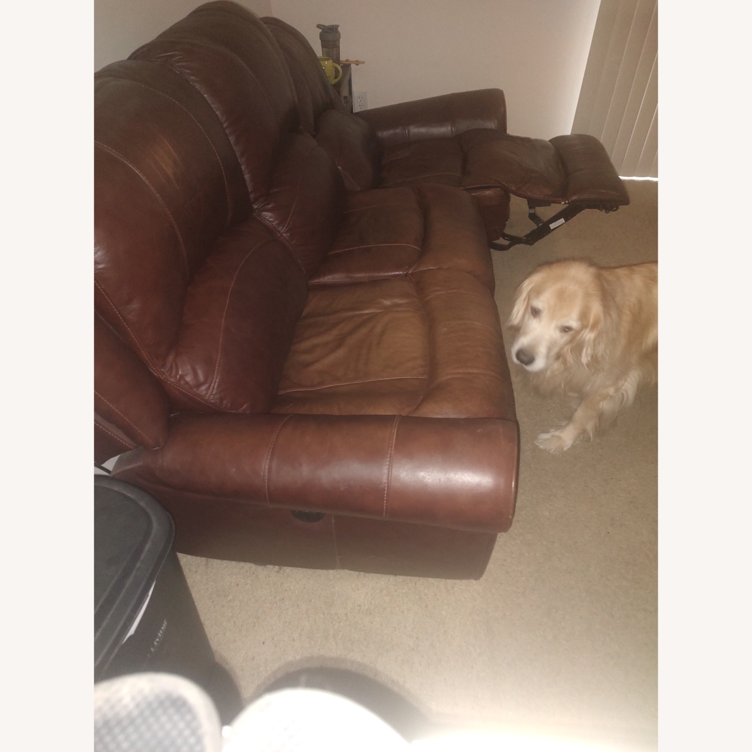 Rooms To Go Reclining Leather Sofa - image-4