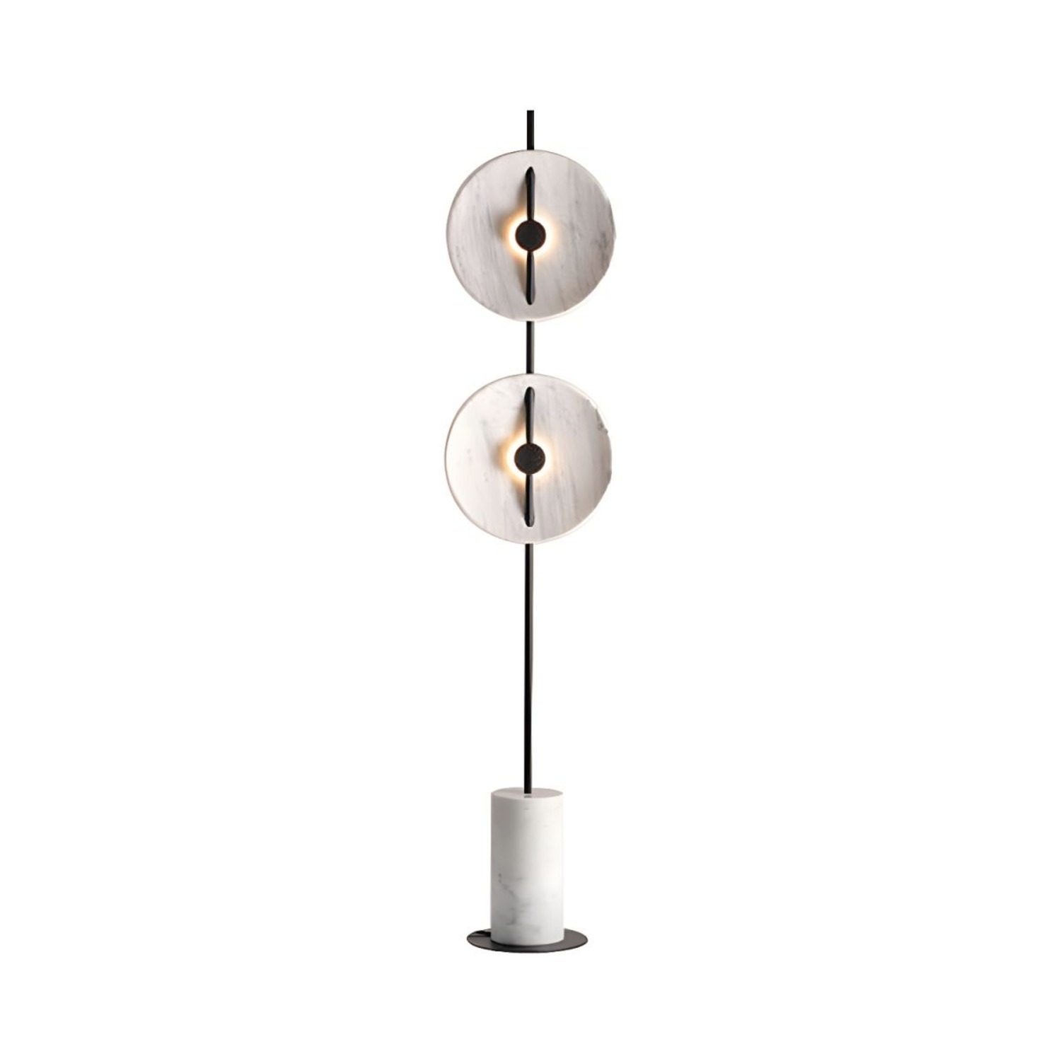 Flat Saucer Floor Lamp 2-Light Marble Floor Light - image-2