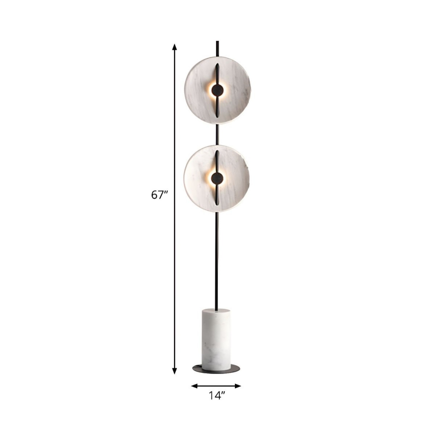 Flat Saucer Floor Lamp 2-Light Marble Floor Light - image-3