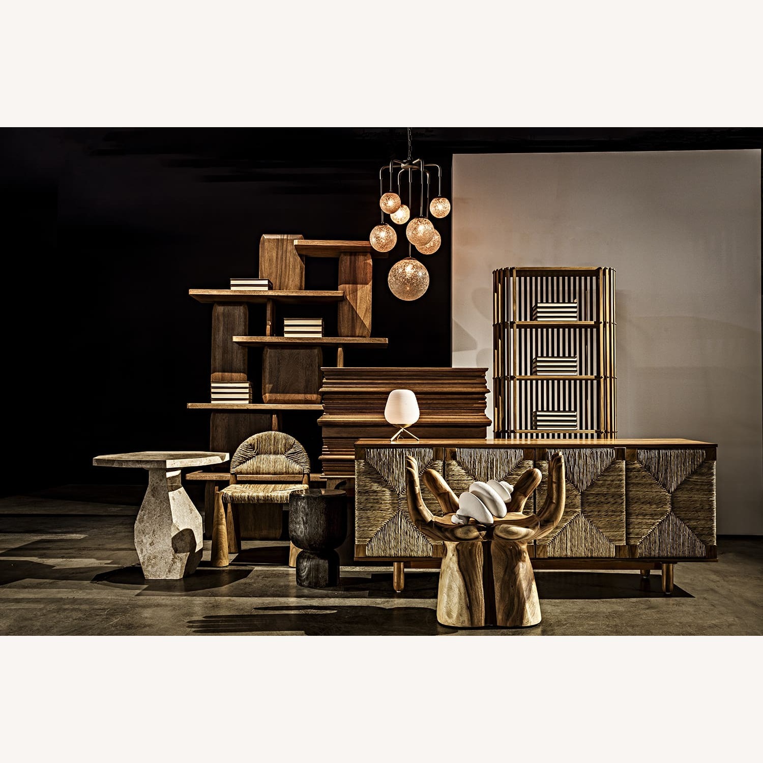 Noir Large Kudoro Side Table with Black Marble Top - image-2