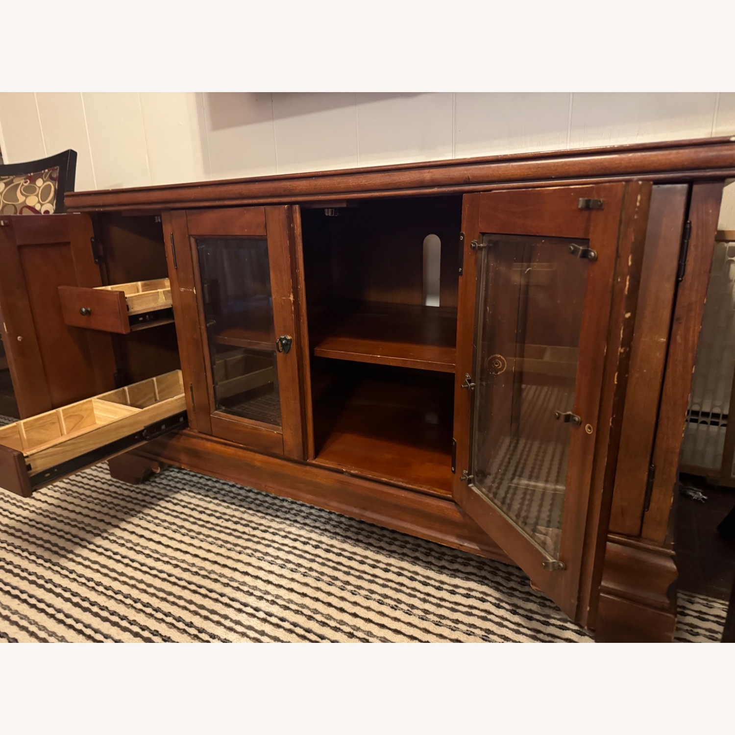 Solid Wood Cherry Media Cabinet TV Console - image-3