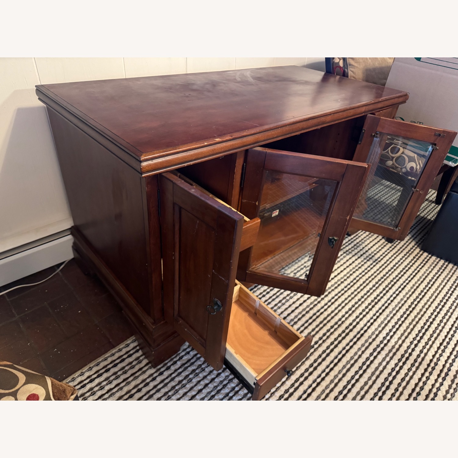 Solid Wood Cherry Media Cabinet TV Console - image-5