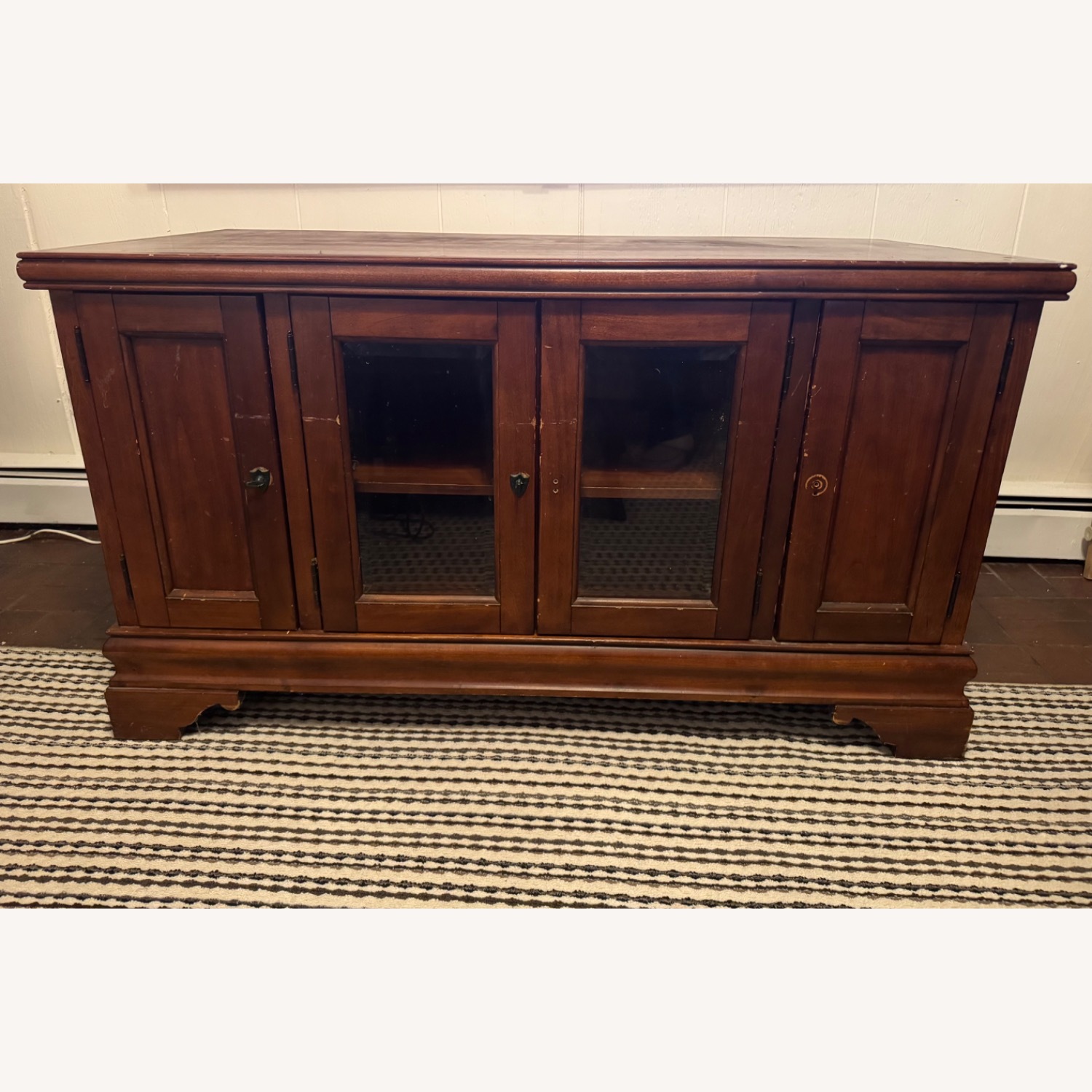 Solid Wood Cherry Media Cabinet TV Console - image-1