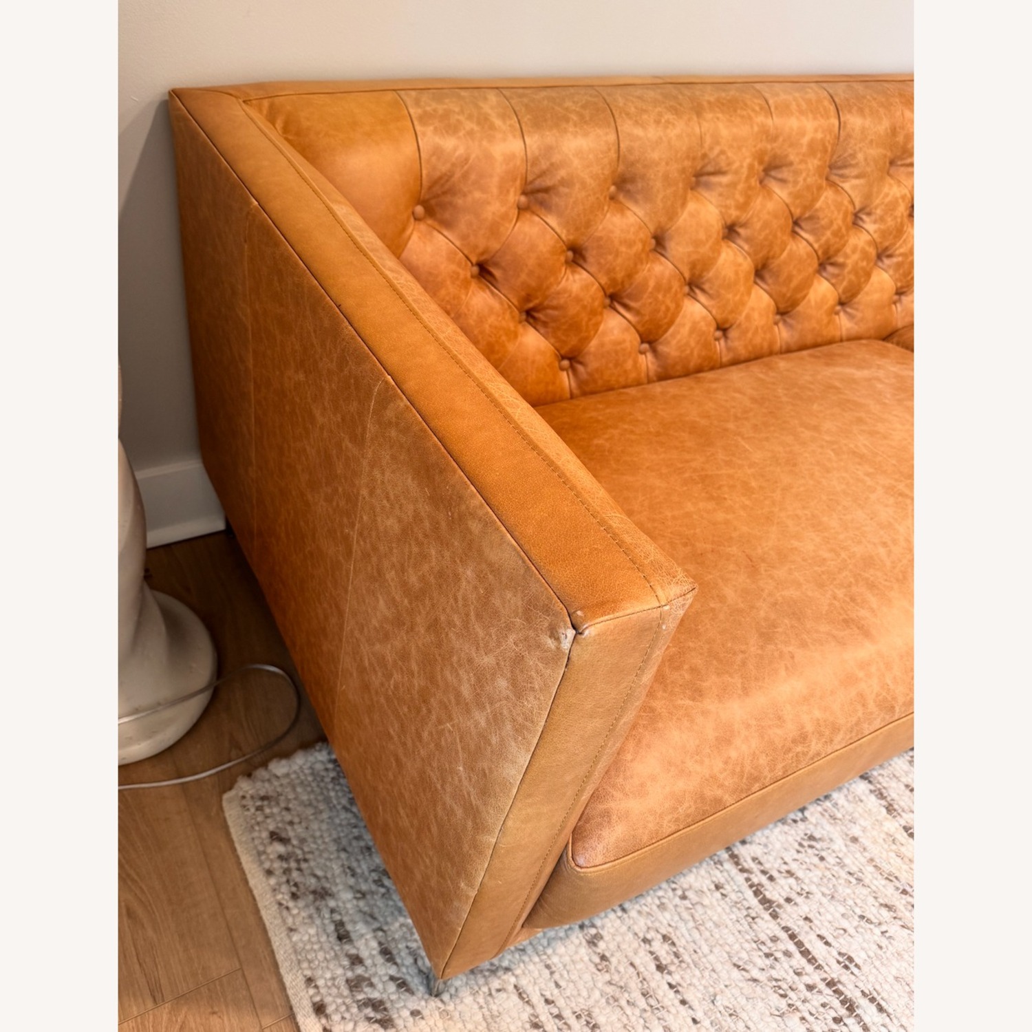 CB2 Savile Tufted Leather Sofa - image-2
