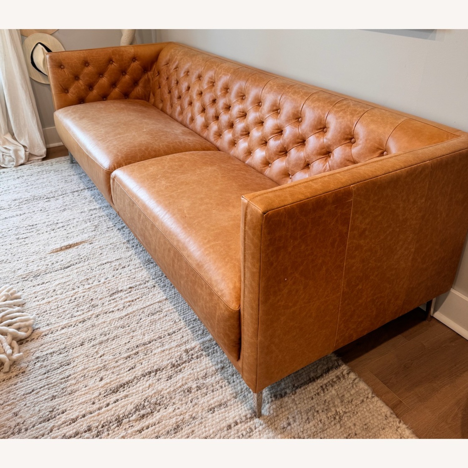 CB2 Savile Tufted Leather Sofa - image-1