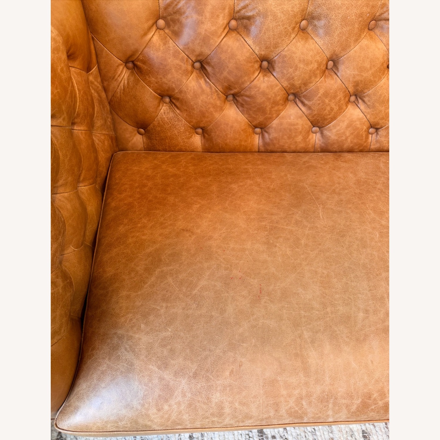 CB2 Savile Tufted Leather Sofa - image-4