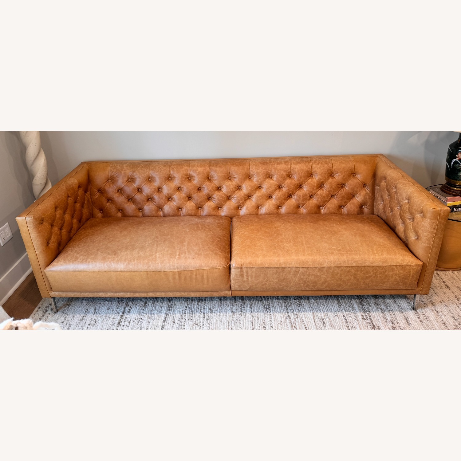 CB2 Savile Tufted Leather Sofa - image-0