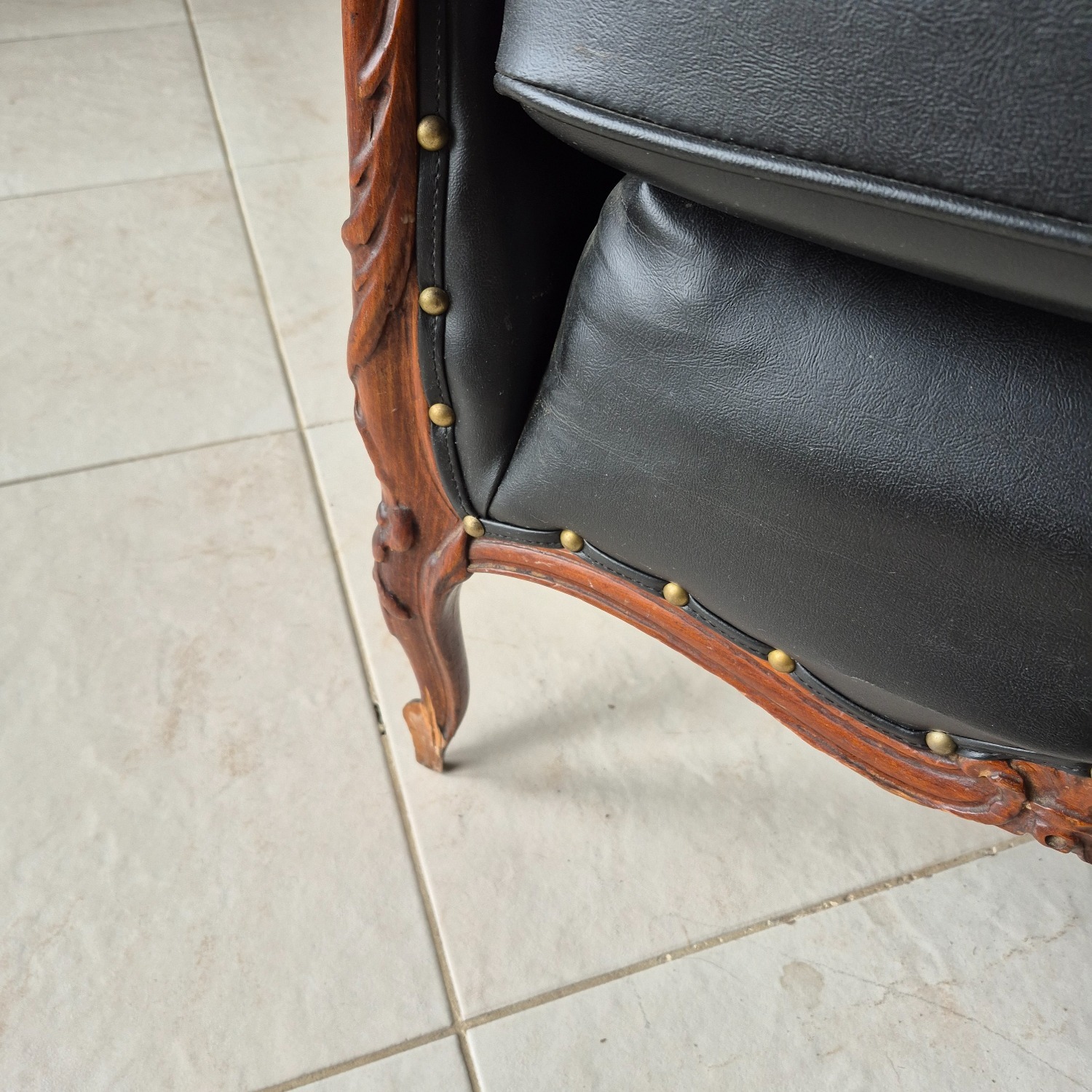 3 Seat Black Leather Sofa - image-4