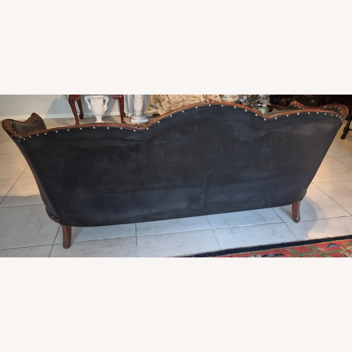 3 Seat Black Leather Sofa - image-6