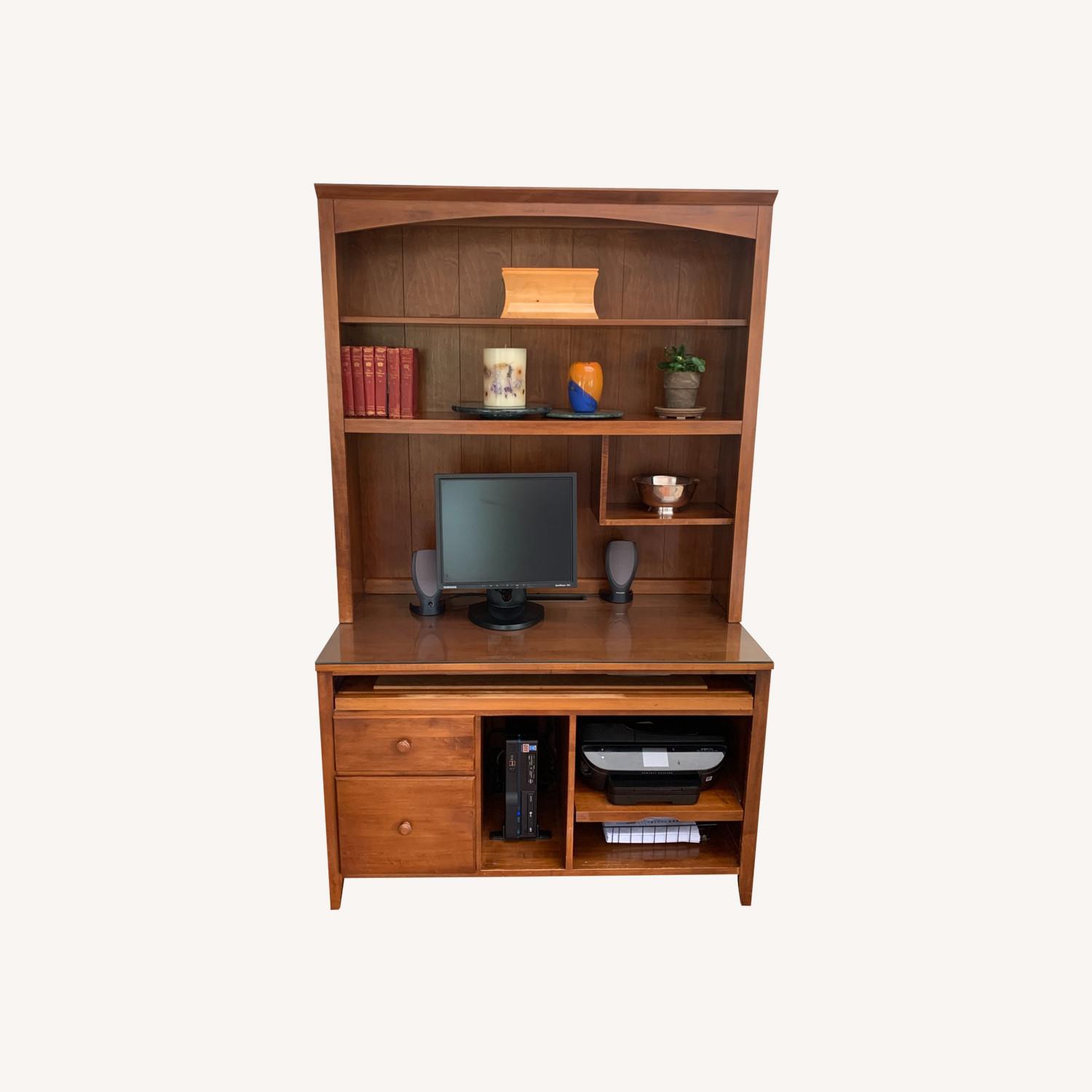 Ethan Allen Computer Desk Hutch Bookshelf | Wood - image-0