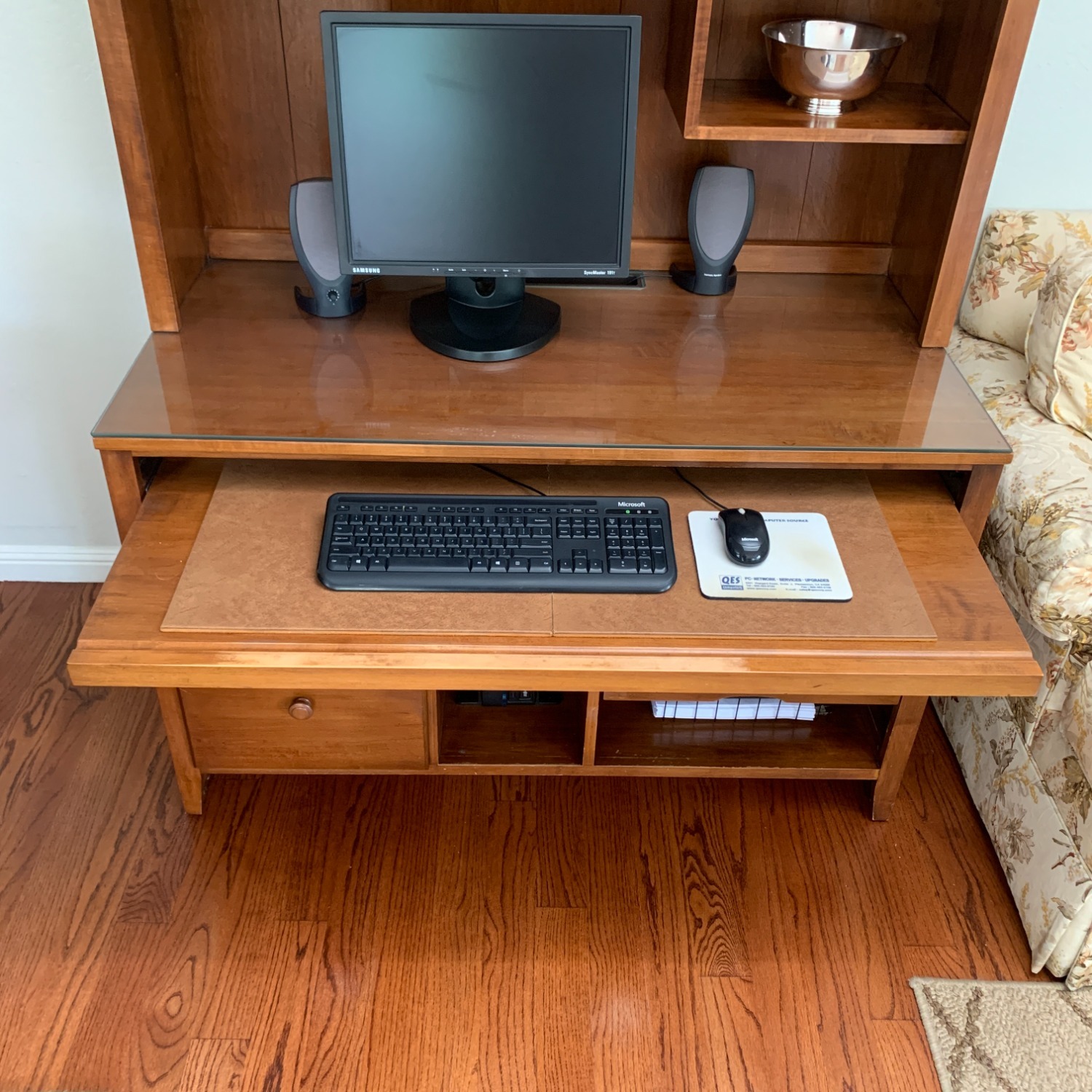Ethan Allen Computer Desk Hutch Bookshelf | Wood - image-2
