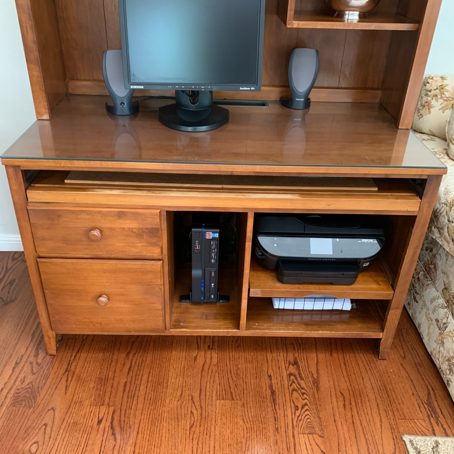 Ethan Allen Computer Desk Hutch Bookshelf | Wood - image-8