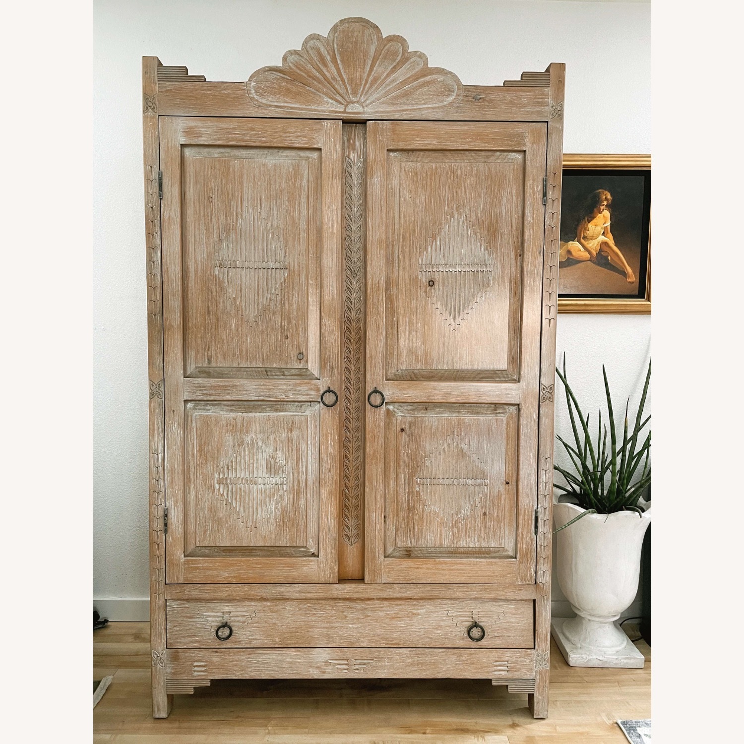 Vintage Hardwood Armoire - image-1