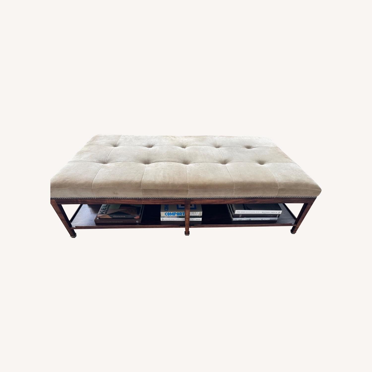 Custom Suede Table/Ottoman w/Bottom Shelf  - image-0