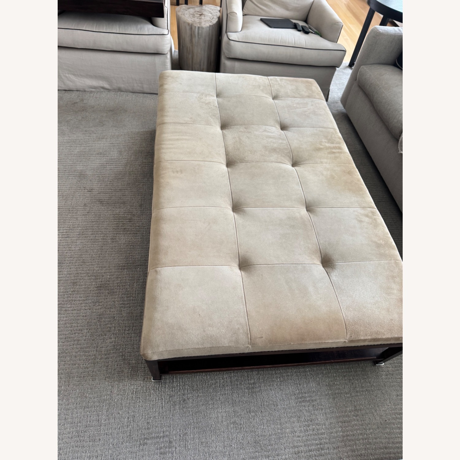 Custom Suede Table/Ottoman w/Bottom Shelf  - image-2