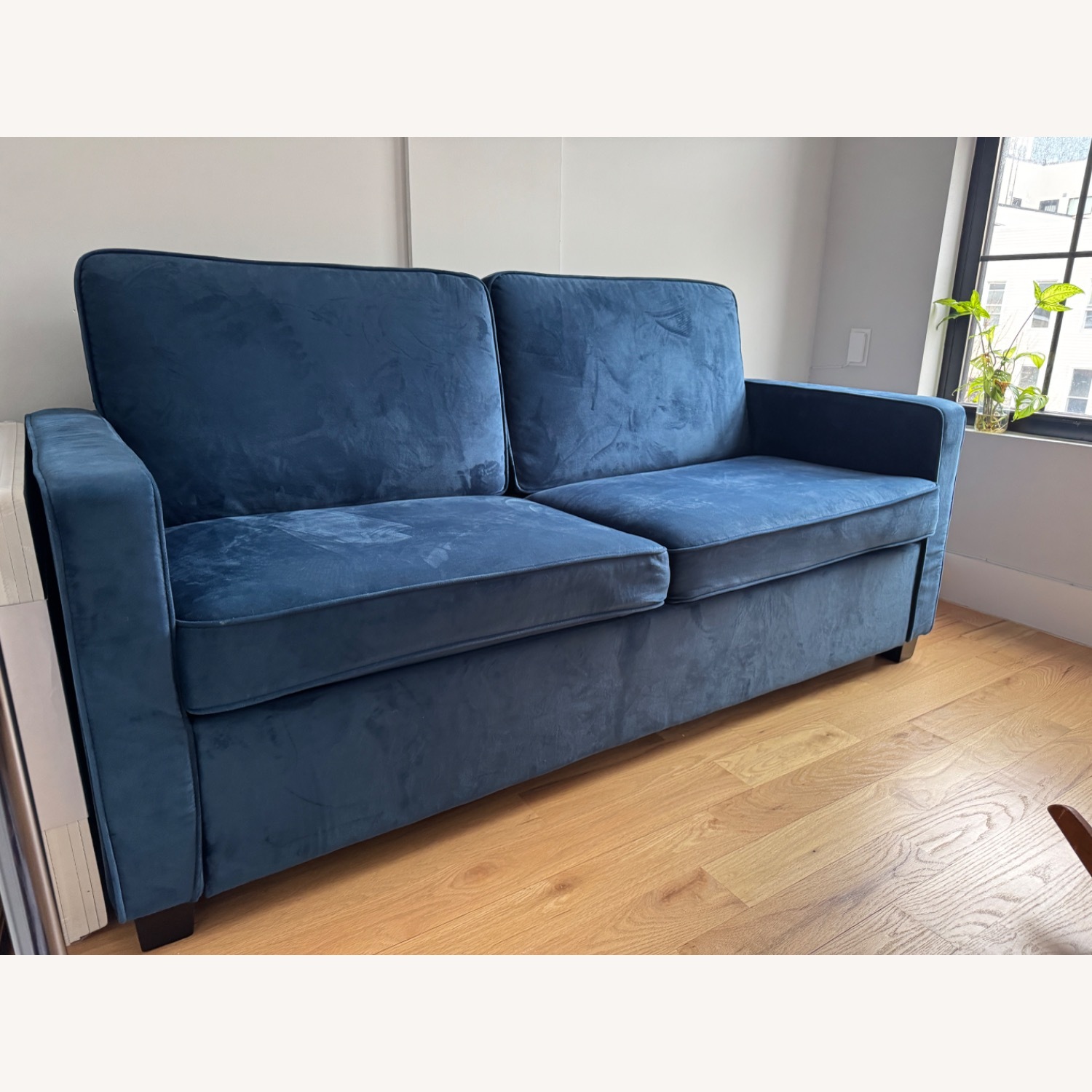 Mercury Row Cabell Blue Velvet Sleeper Sofa - image-1