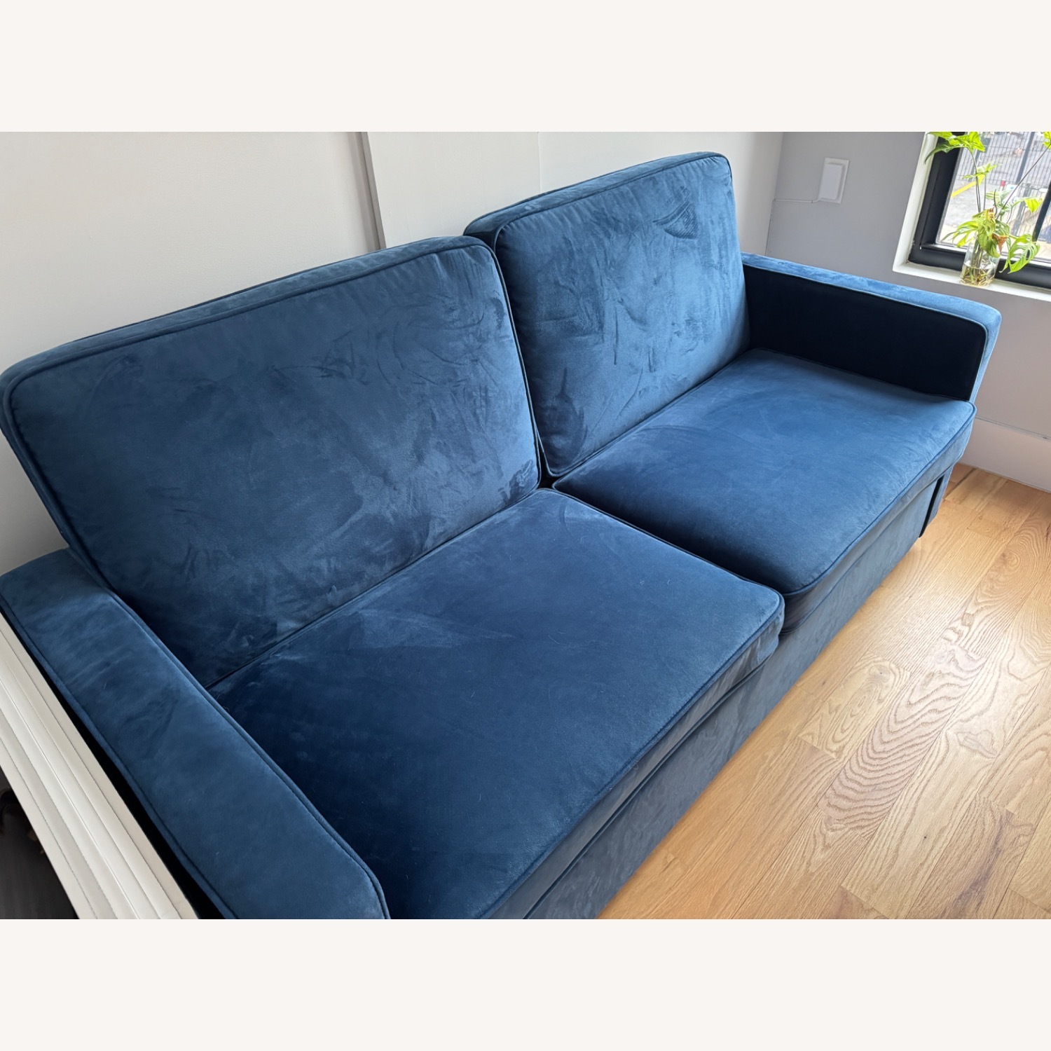 Mercury Row Cabell Blue Velvet Sleeper Sofa - image-3