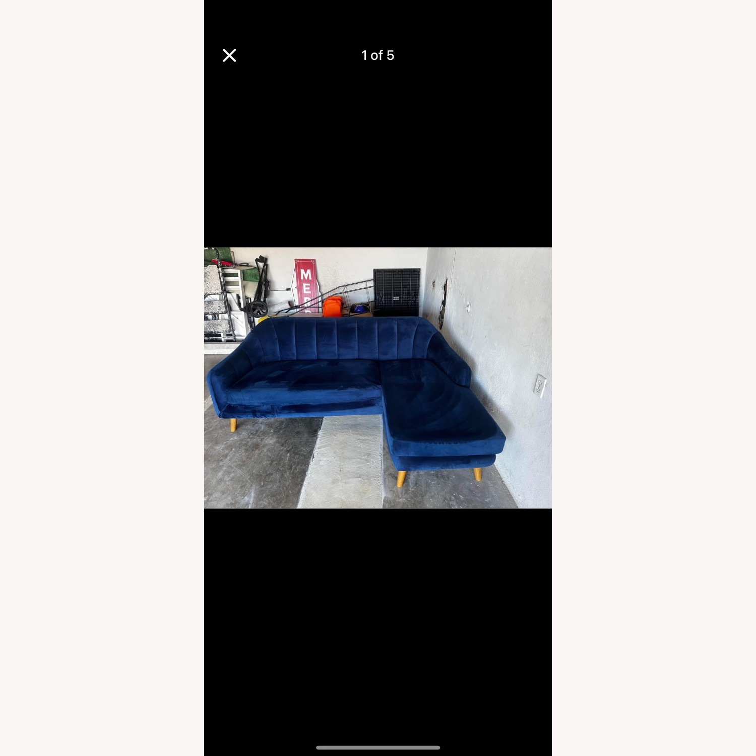 Wayfair Boevange Blue Velvet L Couch - image-1