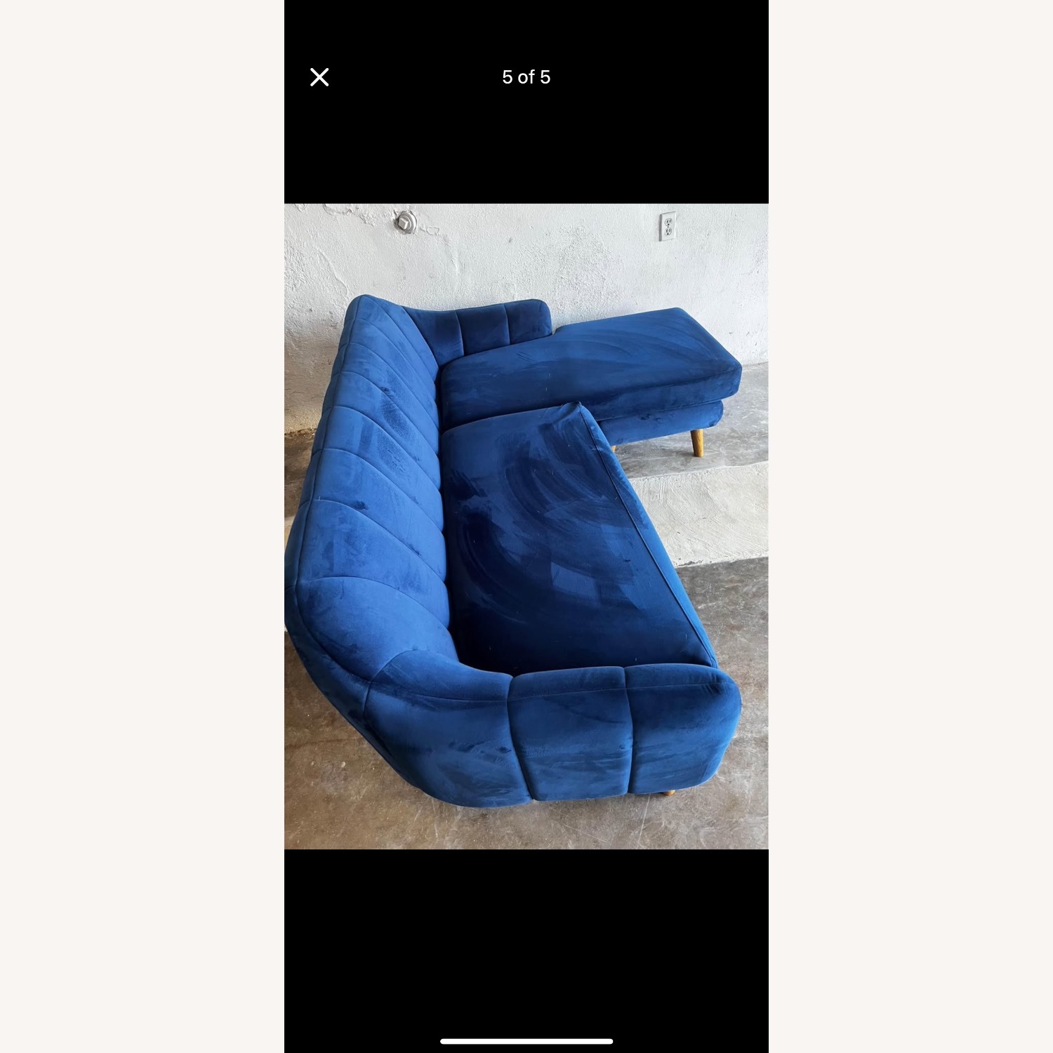 Wayfair Boevange Blue Velvet L Couch - image-2