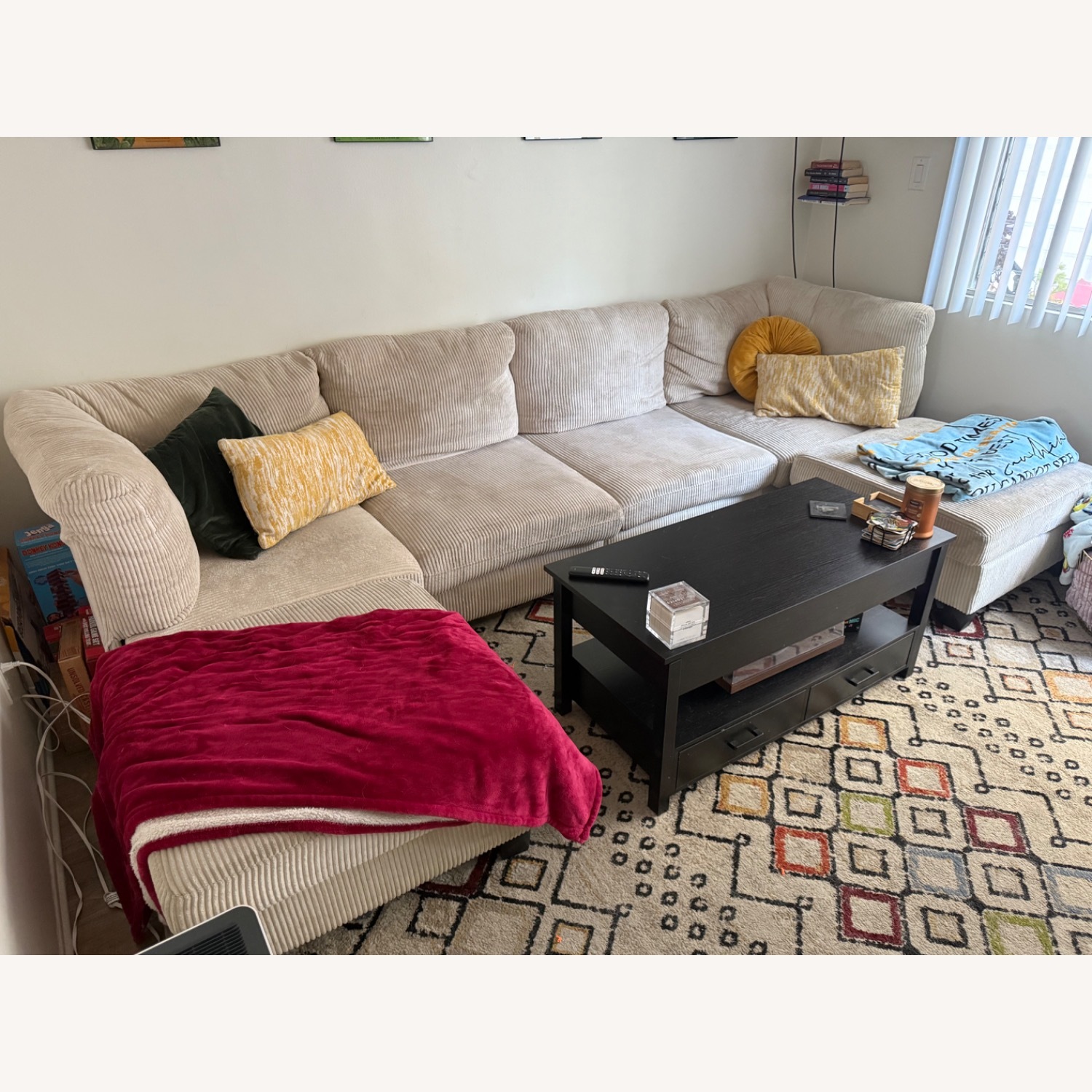 Wayfair Corduroy 6 Piece Beige U Couch - image-1