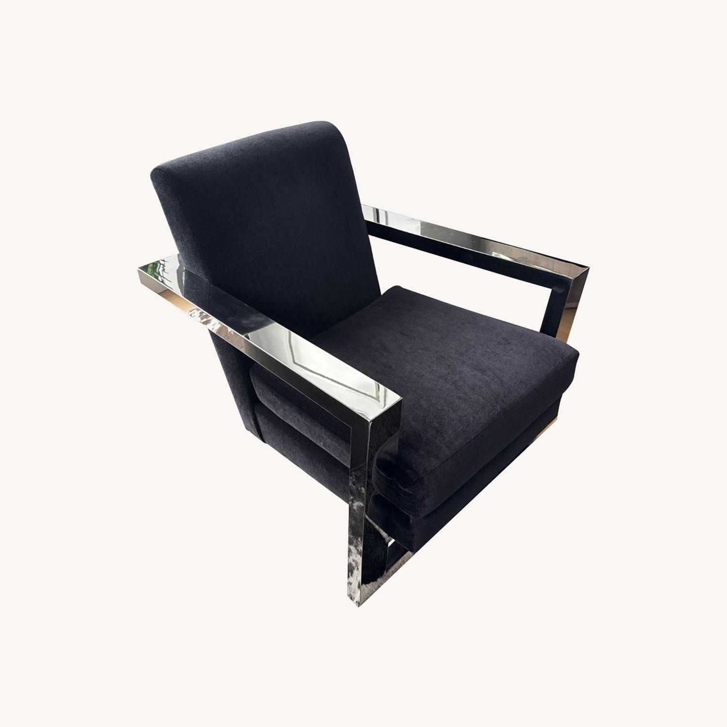 Restoration Hardware Roger Chair Black Velvet & Chrome - image-0