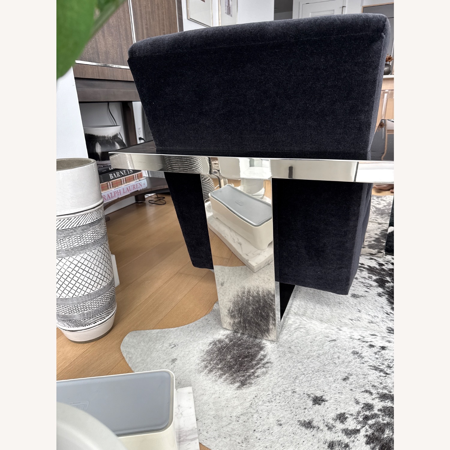 Restoration Hardware Roger Chair Black Velvet & Chrome - image-4