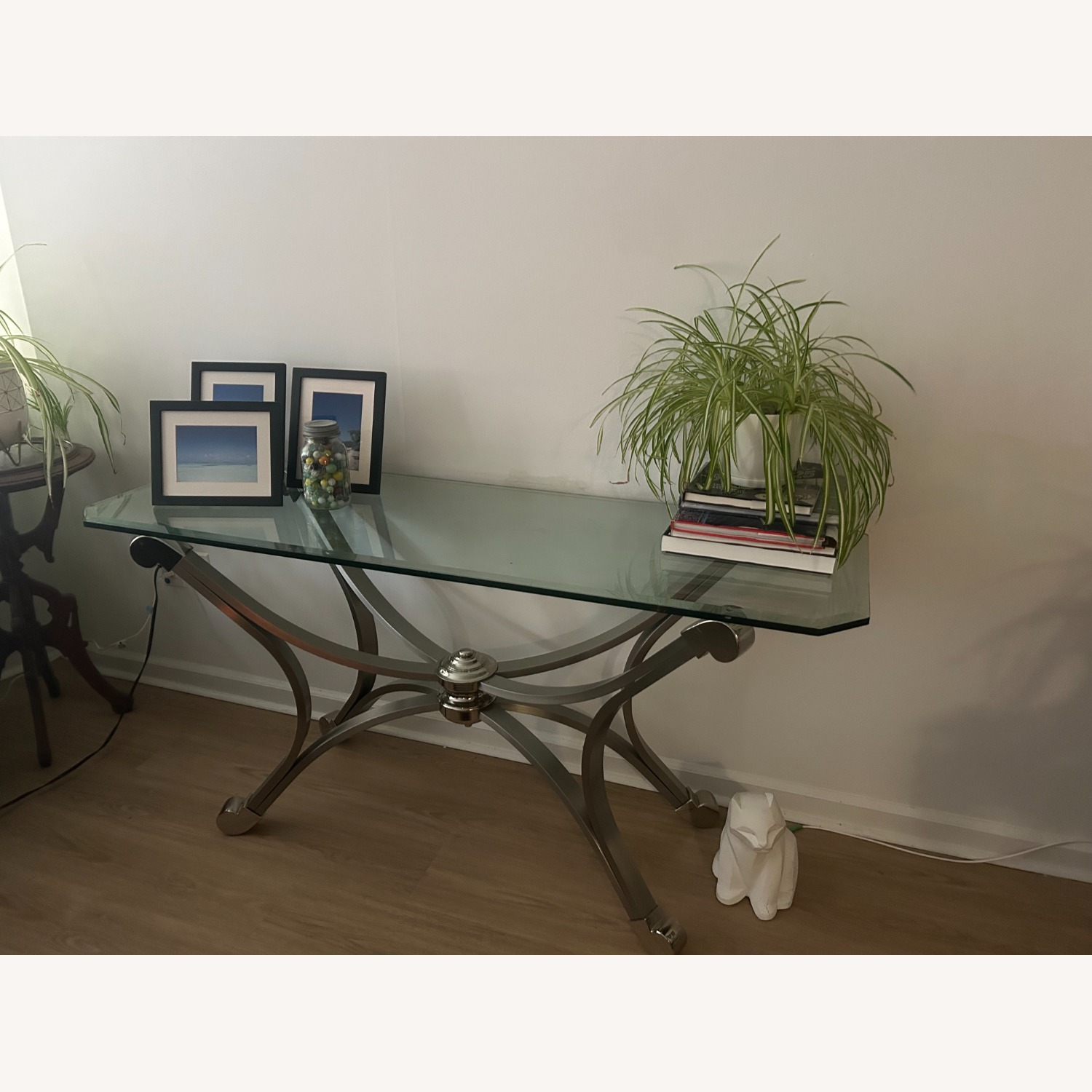 Mixed Material Console Table Metal/Glass - image-4