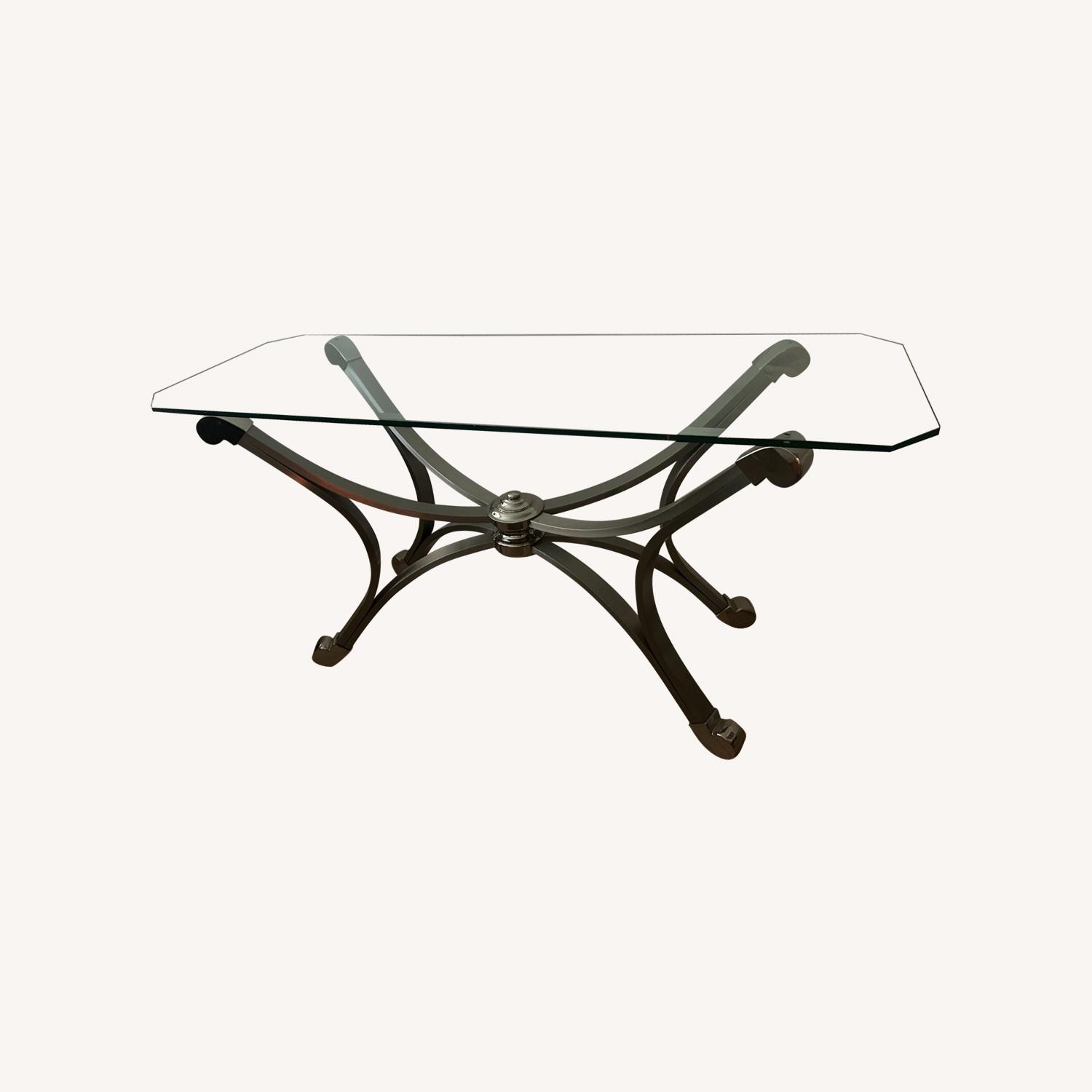 Mixed Material Console Table Metal/Glass - image-0