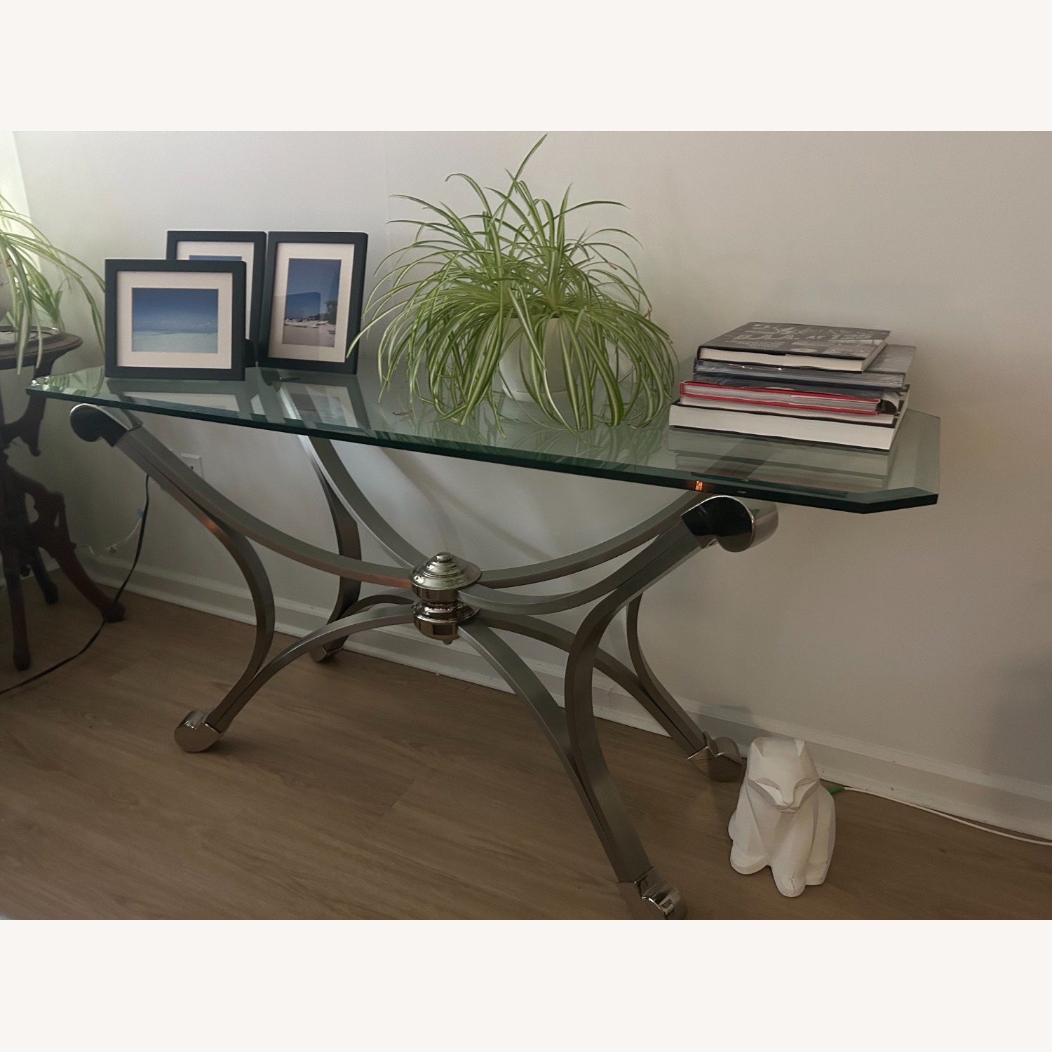 Mixed Material Console Table Metal/Glass - image-2