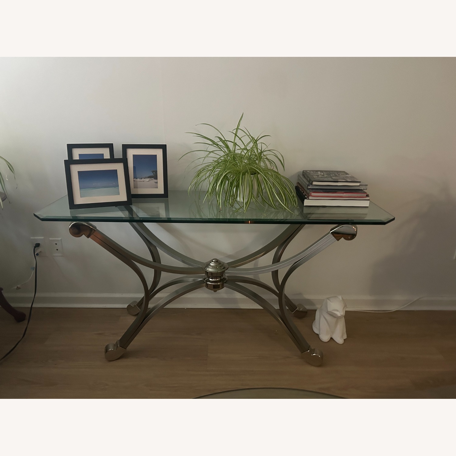 Mixed Material Console Table Metal/Glass - image-3