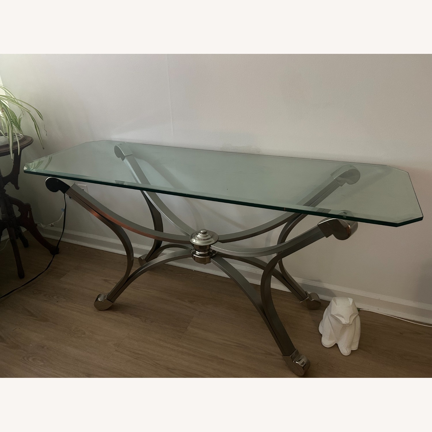 Mixed Material Console Table Metal/Glass - image-1