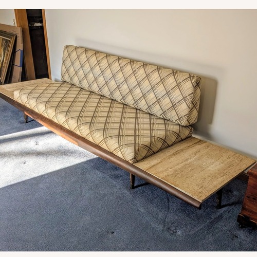 Used Extra Long Vintage Sofa with Marble Tables for sale on AptDeco