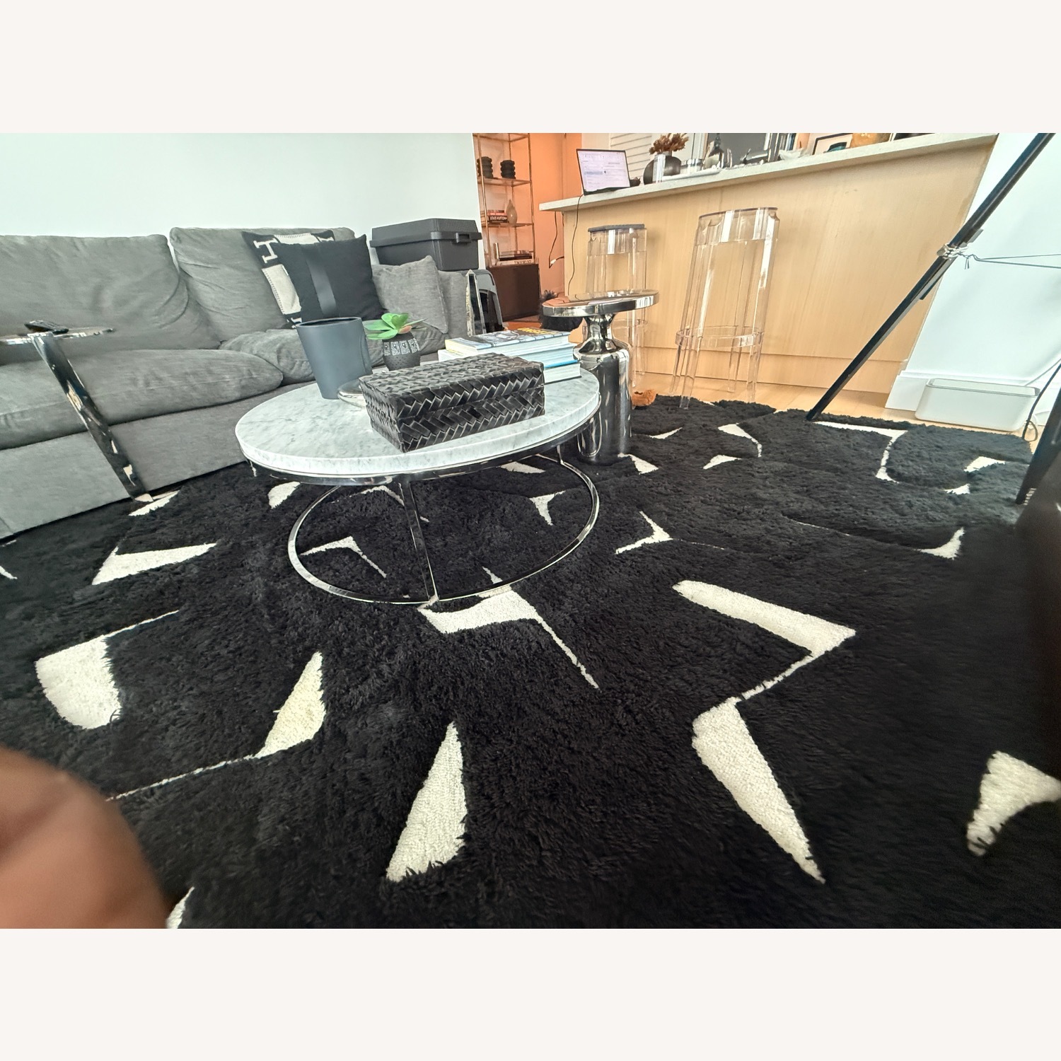 Restoration Hardware Nicholas Round Italian Marble Coffee Table - image-2